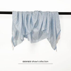 شال دستباف طرح شبنم آبی